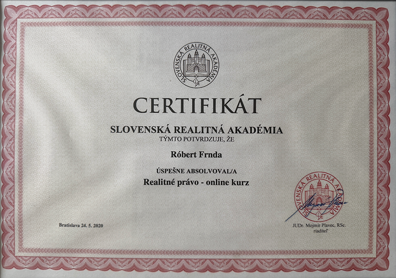 Certifikát — Realitné právo online