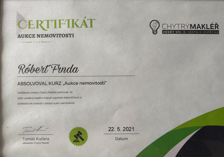 Certifikát — Adrice nehnuteľnosti