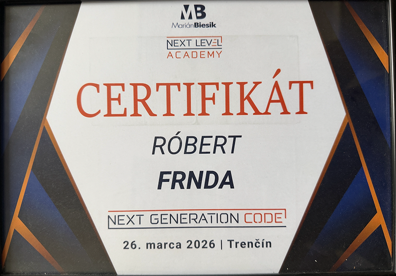 Certifikát — Next Generation Code